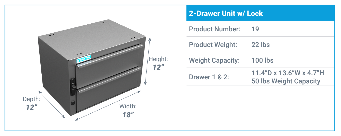 2-Drawer Unit w/ Lock